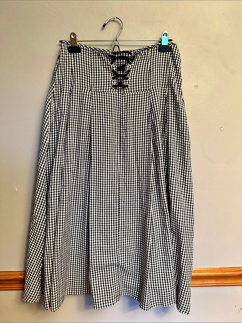 Live 4 Truth Gingham Lace-Up Midi Skirt with Pockets - S Fits M/L